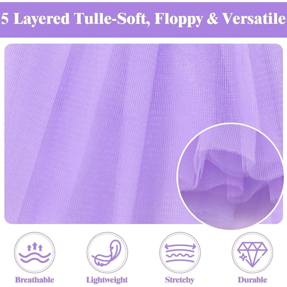 Women's Light Purple Adults 5 Layered Tulle Skirt Halloween Tutus Fluffy Skirts - Picture 4 of 6